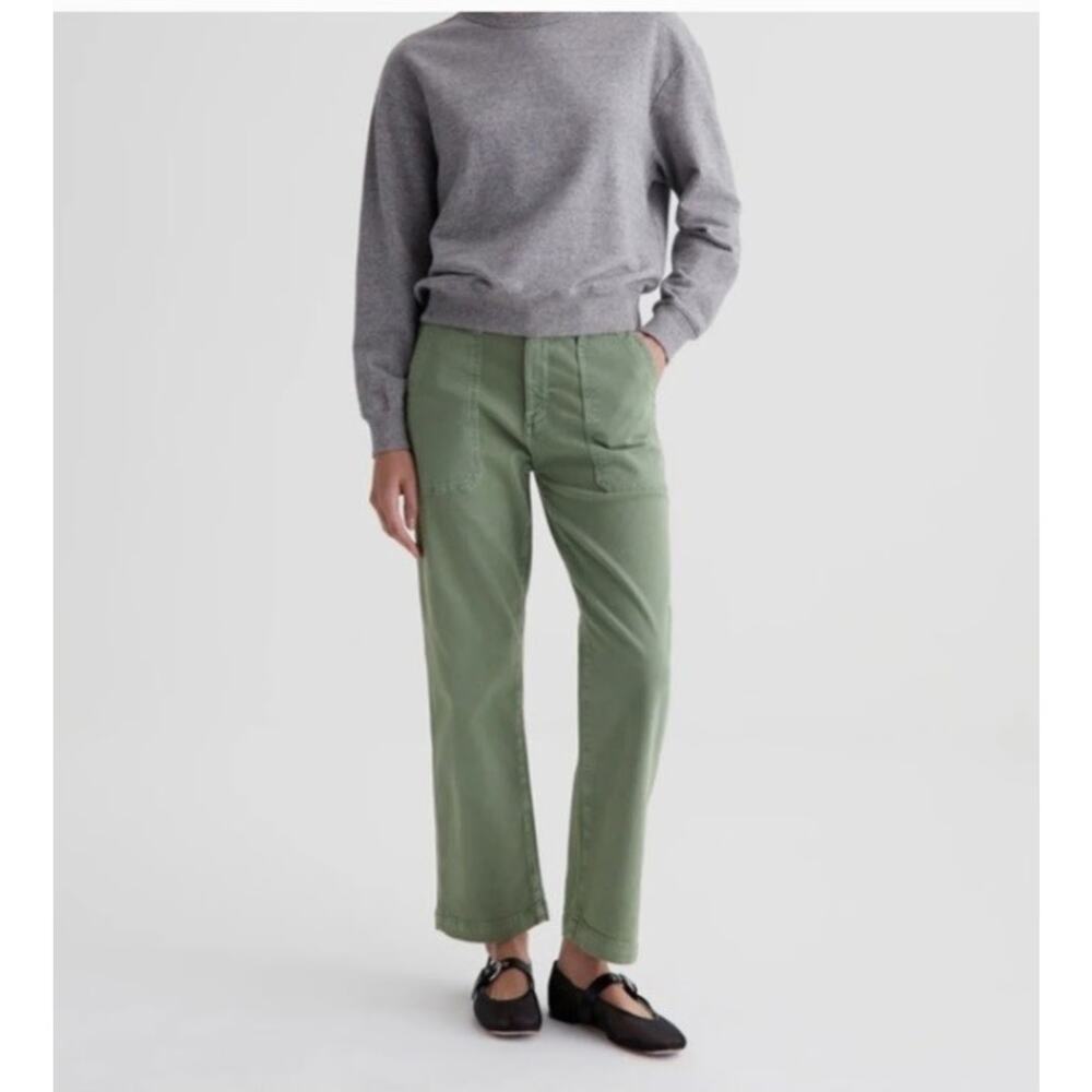 AG Adriano Goldschmied Jeans Women's 29 Analeigh High Rise Straight Crop Green